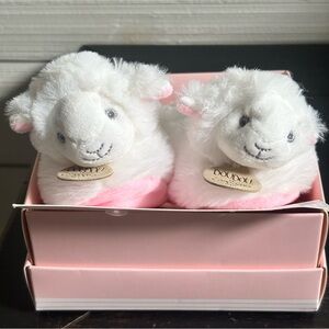 New Doudou et Compagnie Paris Baby Lamb Booties Pink Soft Plush Rattle Slippers